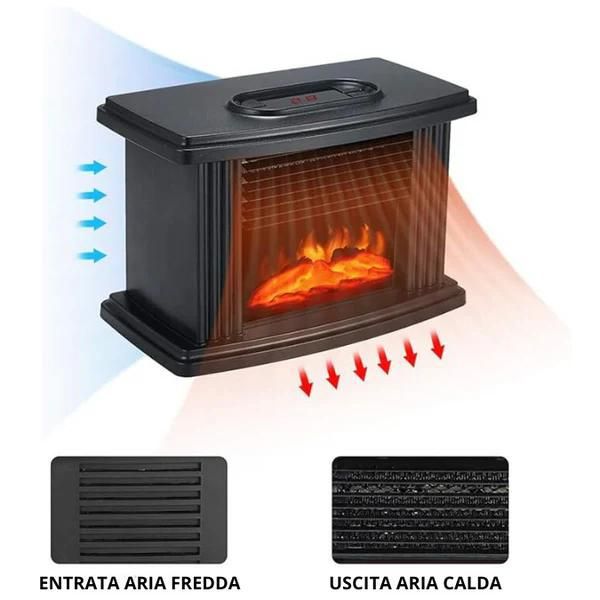 Prenosný teplovzdušný ohrievač s 3D efektom plameňa
