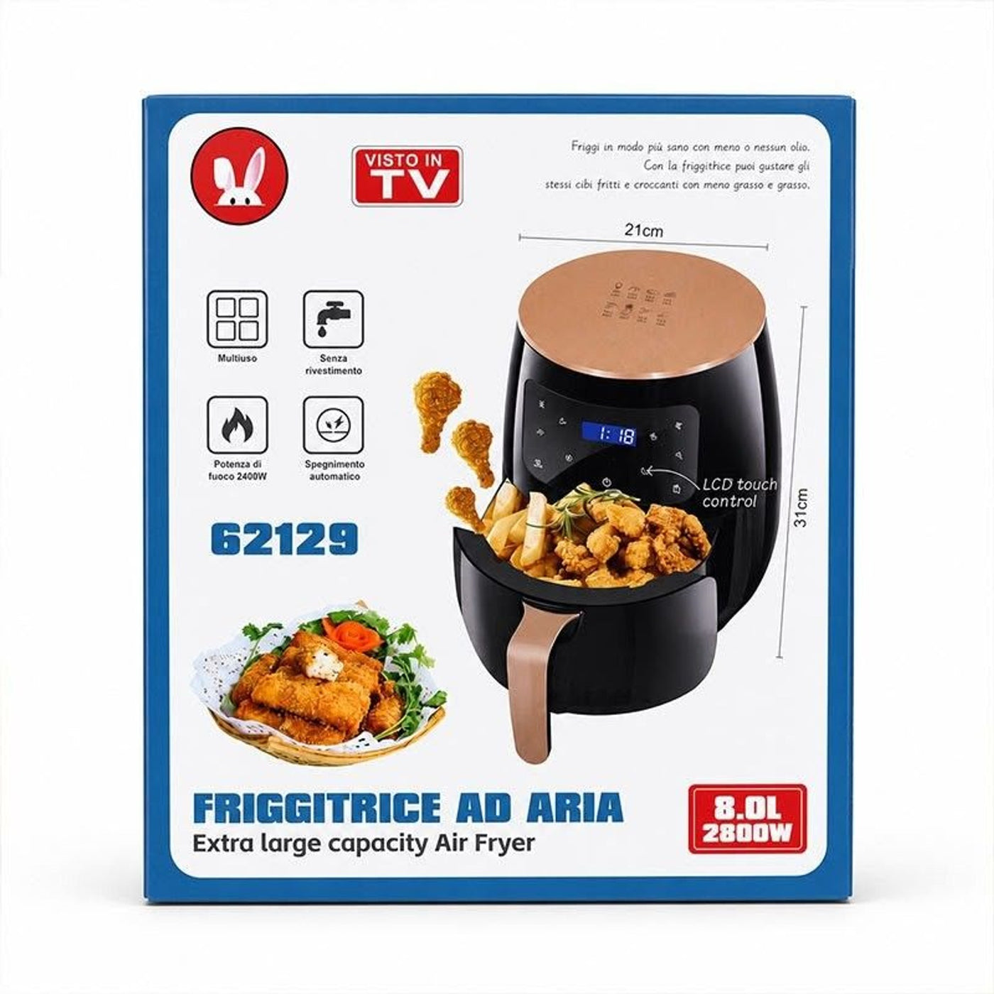 Teplovzdušná fritéza 8 l s dotykovým LCD ovládaním (model 62129)