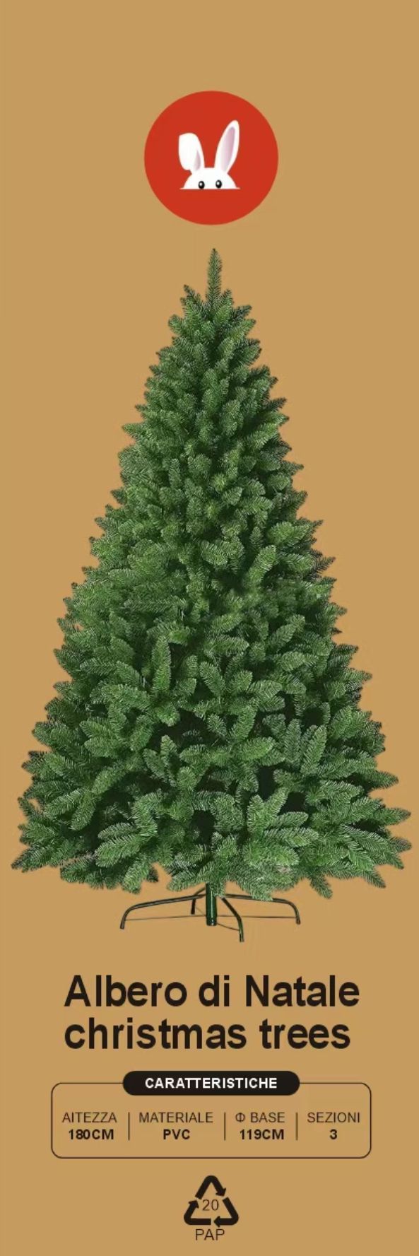 Umelý vianočný stromček 180 cm s kovovým stojanom