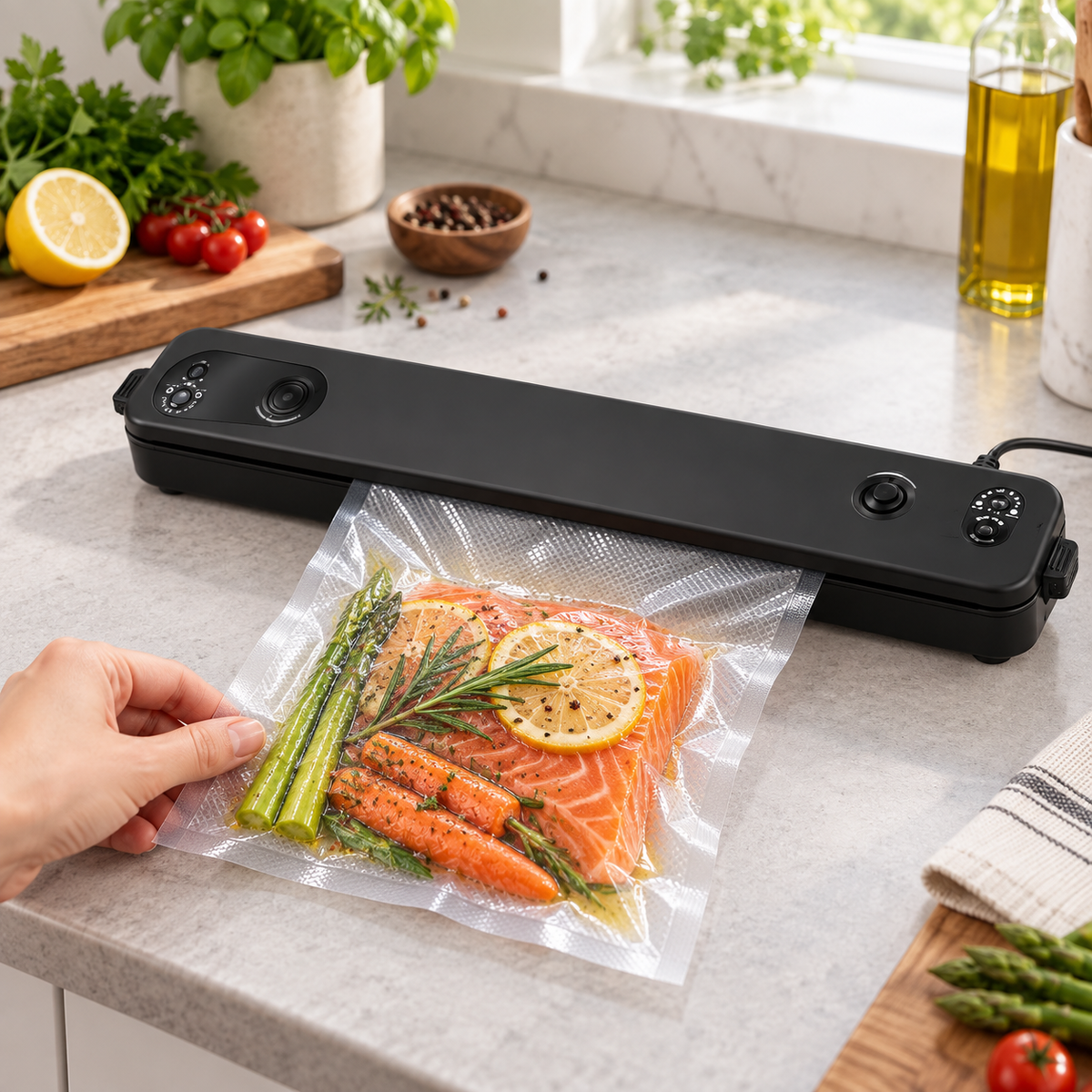 Vákuová balička pri uzatváraní potravín
