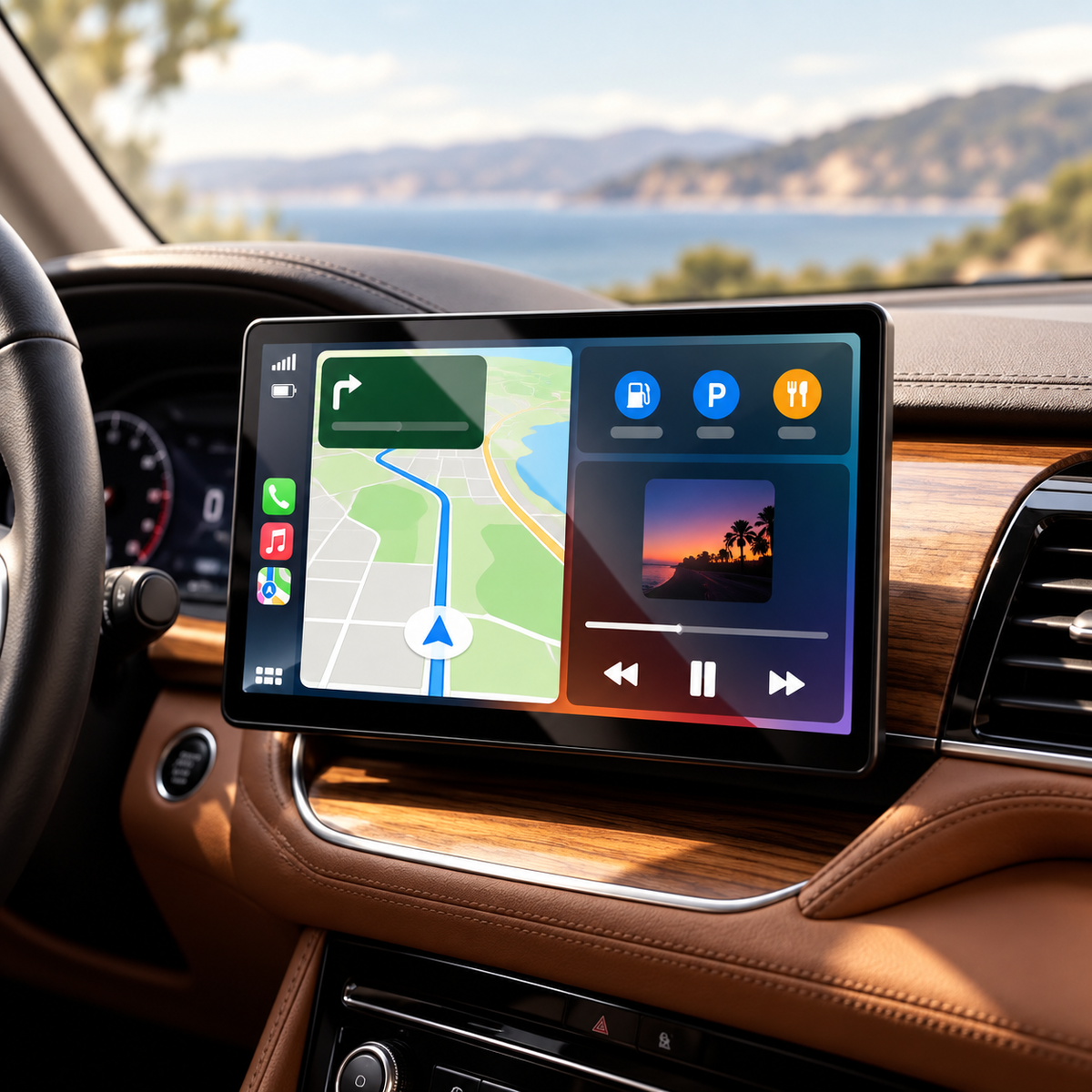 Bezdrôtový displej CarPlay a Android Auto v aute